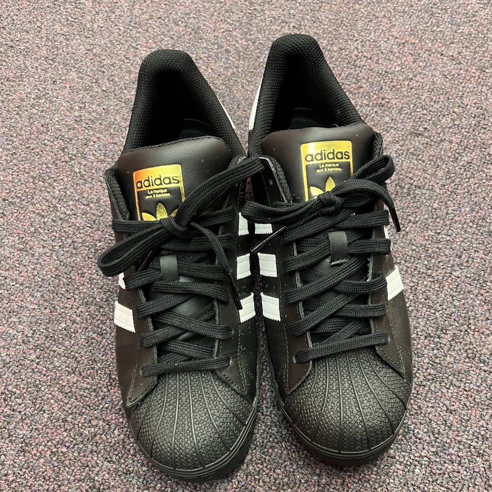 Adidas Men's Black Sneakers with White Stripes